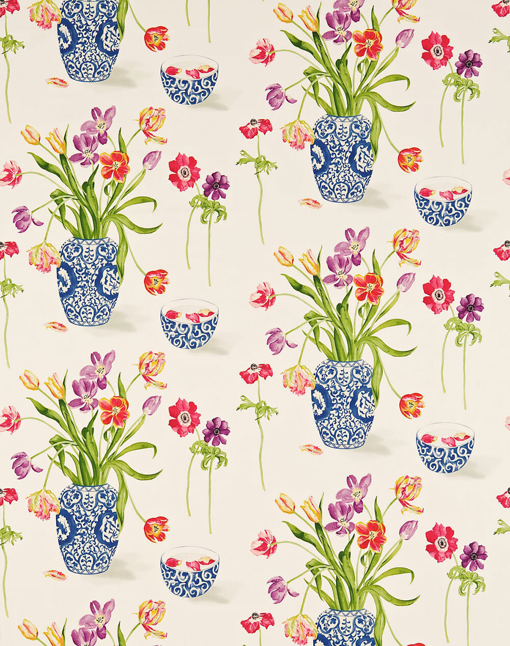 Painters Garden Fabric - Violet/Crimson - by Sanderson