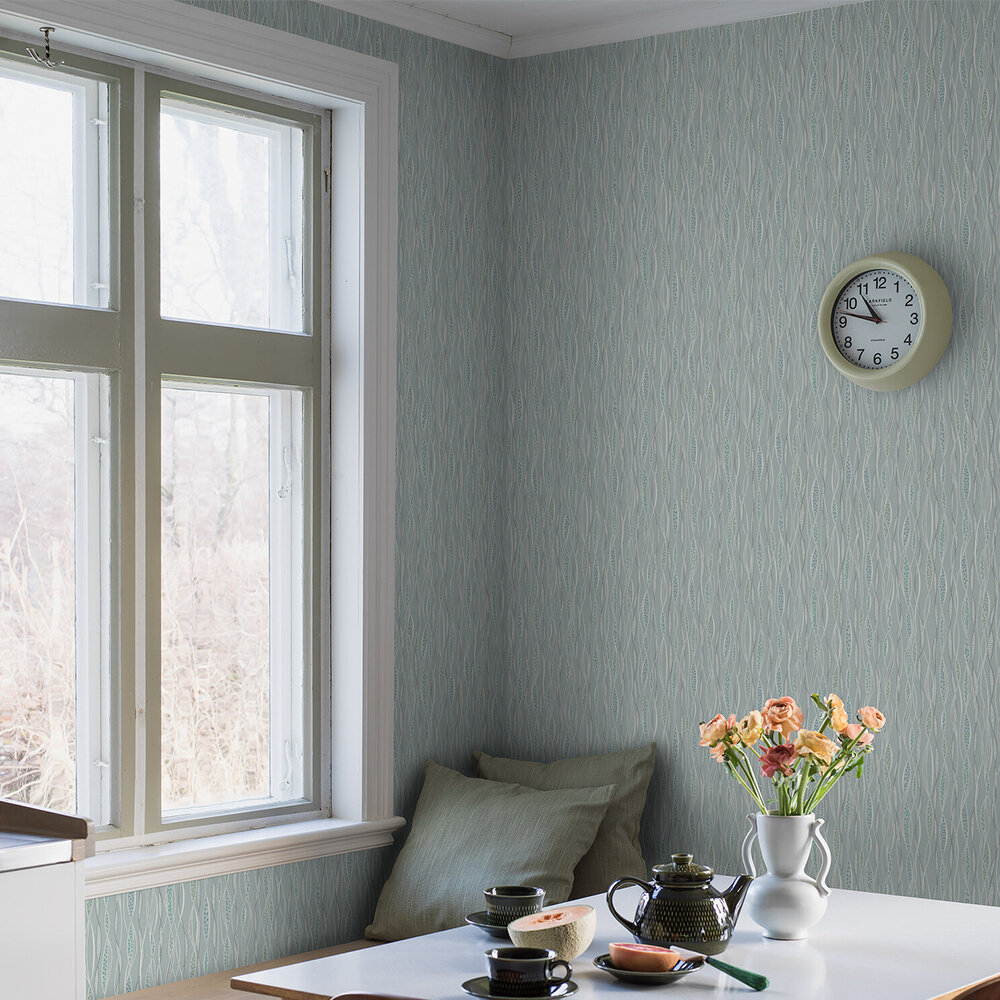 Schlager Wallpaper - Grey-Blue - by Boråstapeter