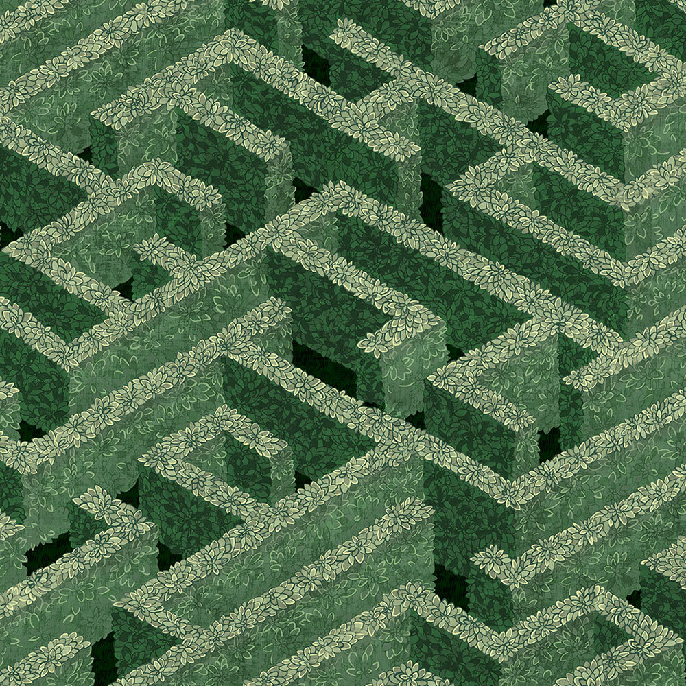 Labyrinth Wallpaper - Green - by Josephine Munsey