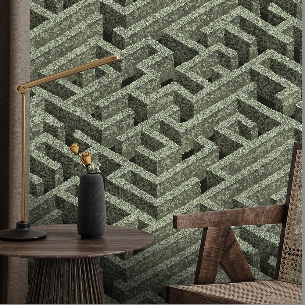 Labyrinth Wallpaper - Eucalyptus - by Josephine Munsey