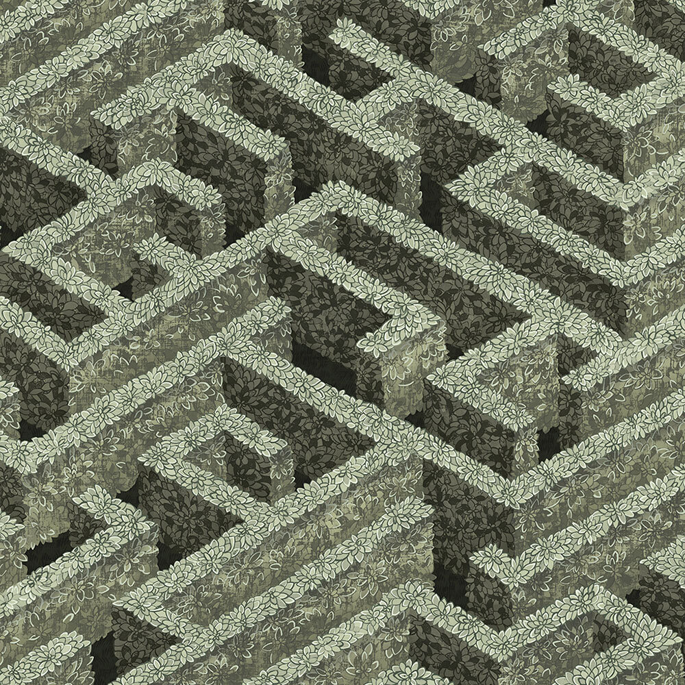 Labyrinth Wallpaper - Eucalyptus - by Josephine Munsey
