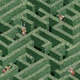 Labyrinth with Deer Wallpaper - Green - by Josephine Munsey. Click for more details and a description.