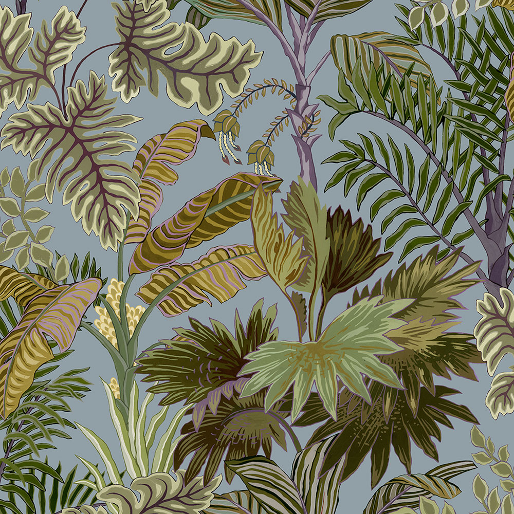 Palm Grove Wallpaper - Dusk and Verdigris - by Josephine Munsey
