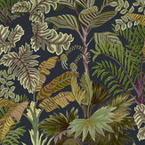 Palm Grove Wallpaper - Midnight and Green - by Josephine Munsey. Click for more details and a description.