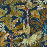 Palm Grove Wallpaper - Navy and Olive - by Josephine Munsey. Click for more details and a description.