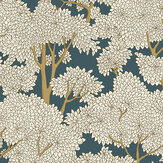 Stockend Woods Wallpaper - Navy and Ochre - by Josephine Munsey. Click for more details and a description.