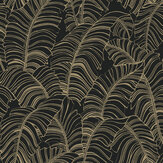 Broadleaf Wallpaper - Black / Ochre - by Galerie. Click for more details and a description.