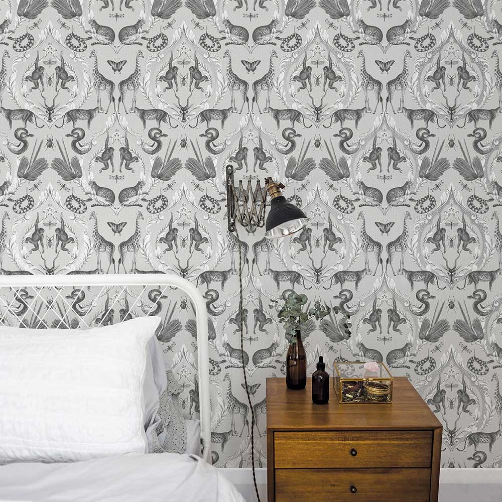 Menagerie Wallpaper - Grey - by Galerie