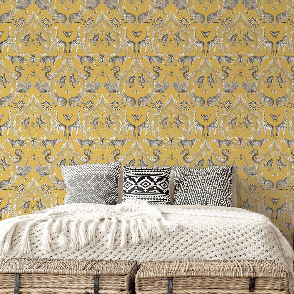 Menagerie Wallpaper - Yellow - by Galerie