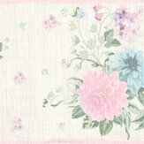 Delicate Flower Border - Ivory / Pink - by Albany. Click for more details and a description.