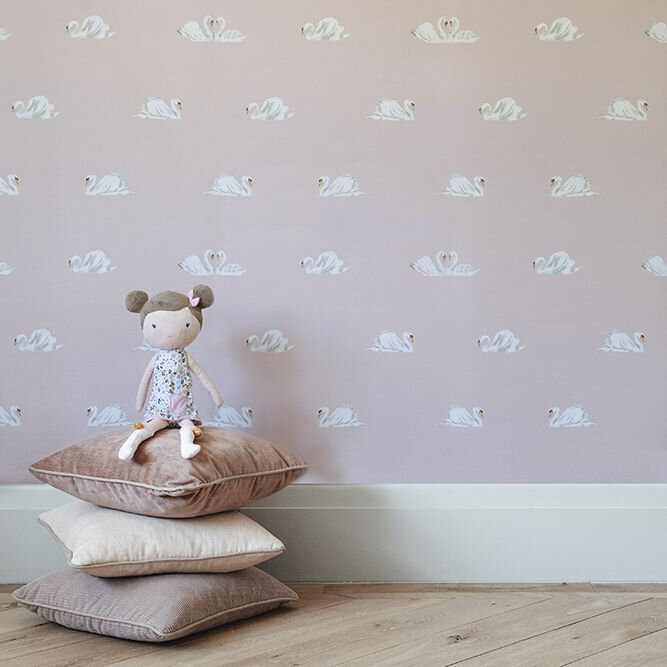 Baby Swan Wallpaper - Blush - by Stil Haven