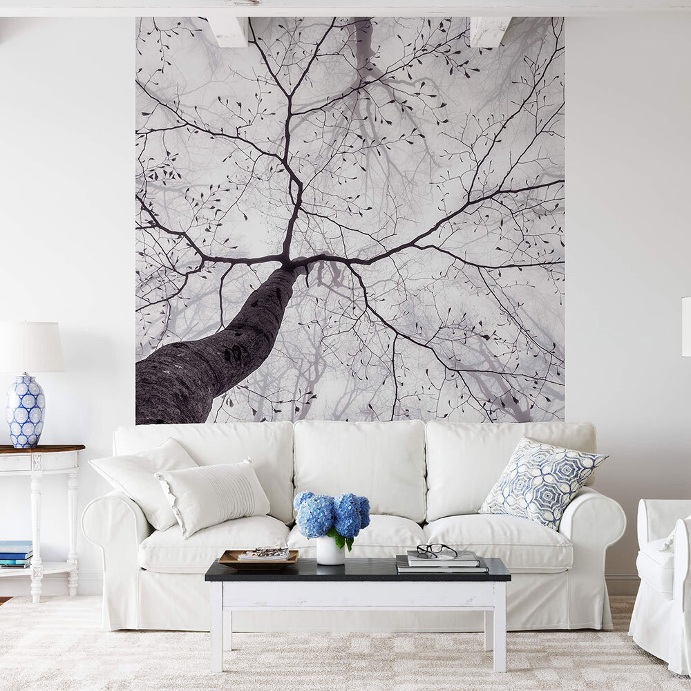 Inside the Trees Set of 4 panels Mural - Black & White - by Anaglypta
