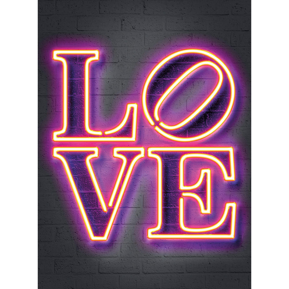 Neon Tube Love Mural - Pink - by Anaglypta