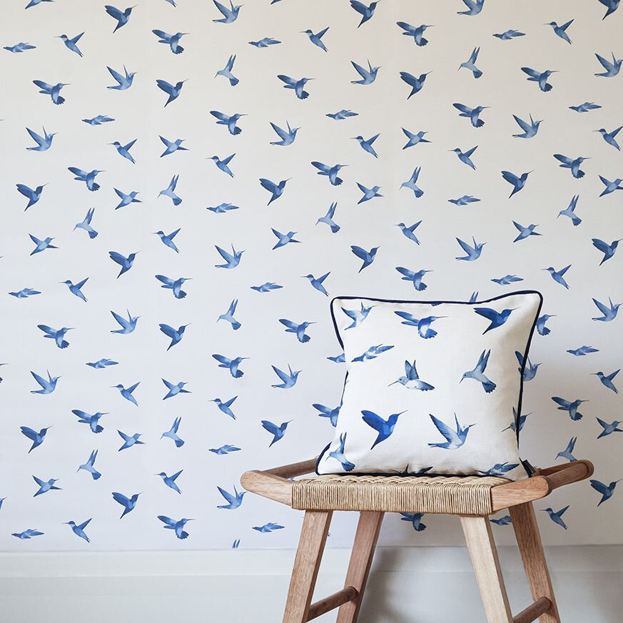 Hummingbird Wallpaper - Cobalt - by Stil Haven