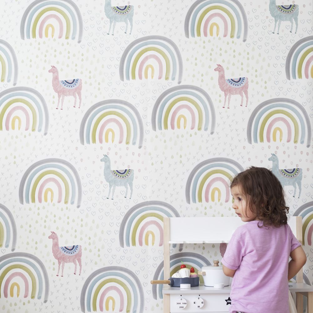Llamas & Rainbows Wallpaper - Multi - by Stil Haven