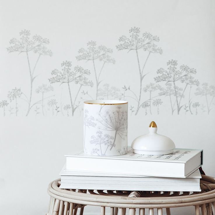 Cow Parsley Stripe Wallpaper - Mineral - by Stil Haven