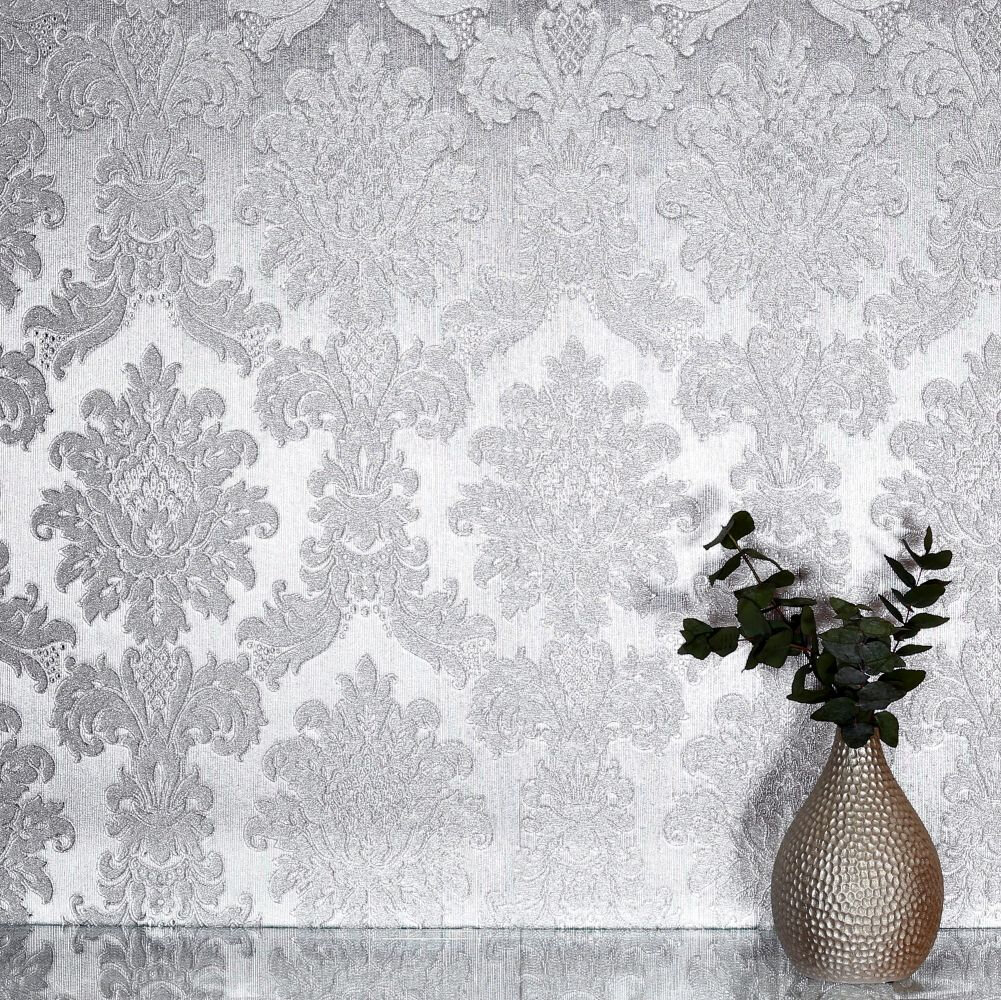Opulence Wallpaper - Silver - by Arthouse