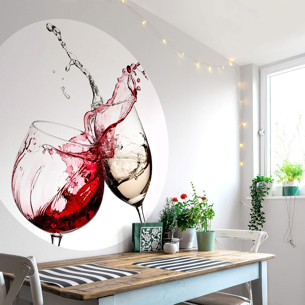 Wine Glasses Set of 3 panels Mural - Red & White - by Anaglypta