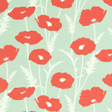 Poppy Pop  Fabric - Sage/ Poppy - by Scion
