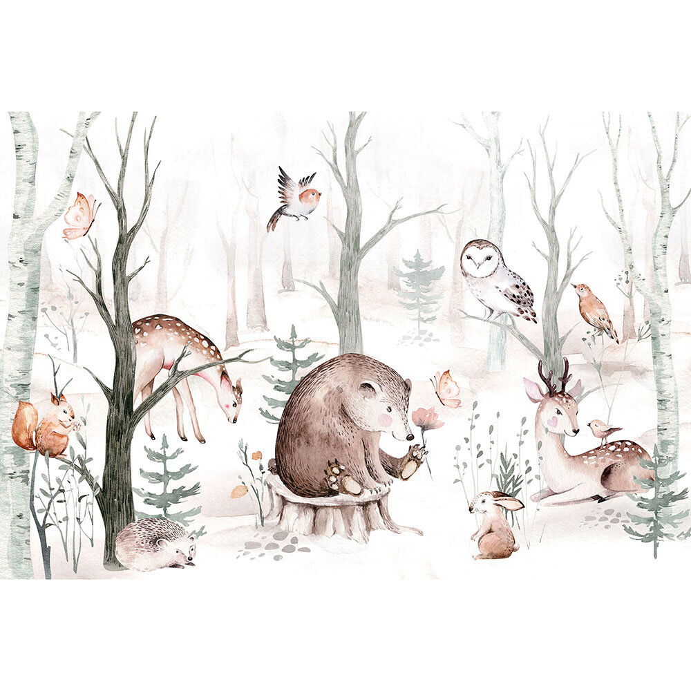 Woodland Animal Friends Set of 8 panels Mural - Multi - by Anaglypta