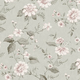 Laura´s Cottage Wallpaper - Faded Green - by Boråstapeter. Click for more details and a description.
