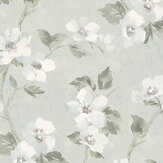 Helen´s Flower Wallpaper - Muted Green - by Boråstapeter. Click for more details and a description.