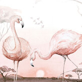 Flamingos at Sunset Mural - Pink - by Anaglypta. Click for more details and a description.