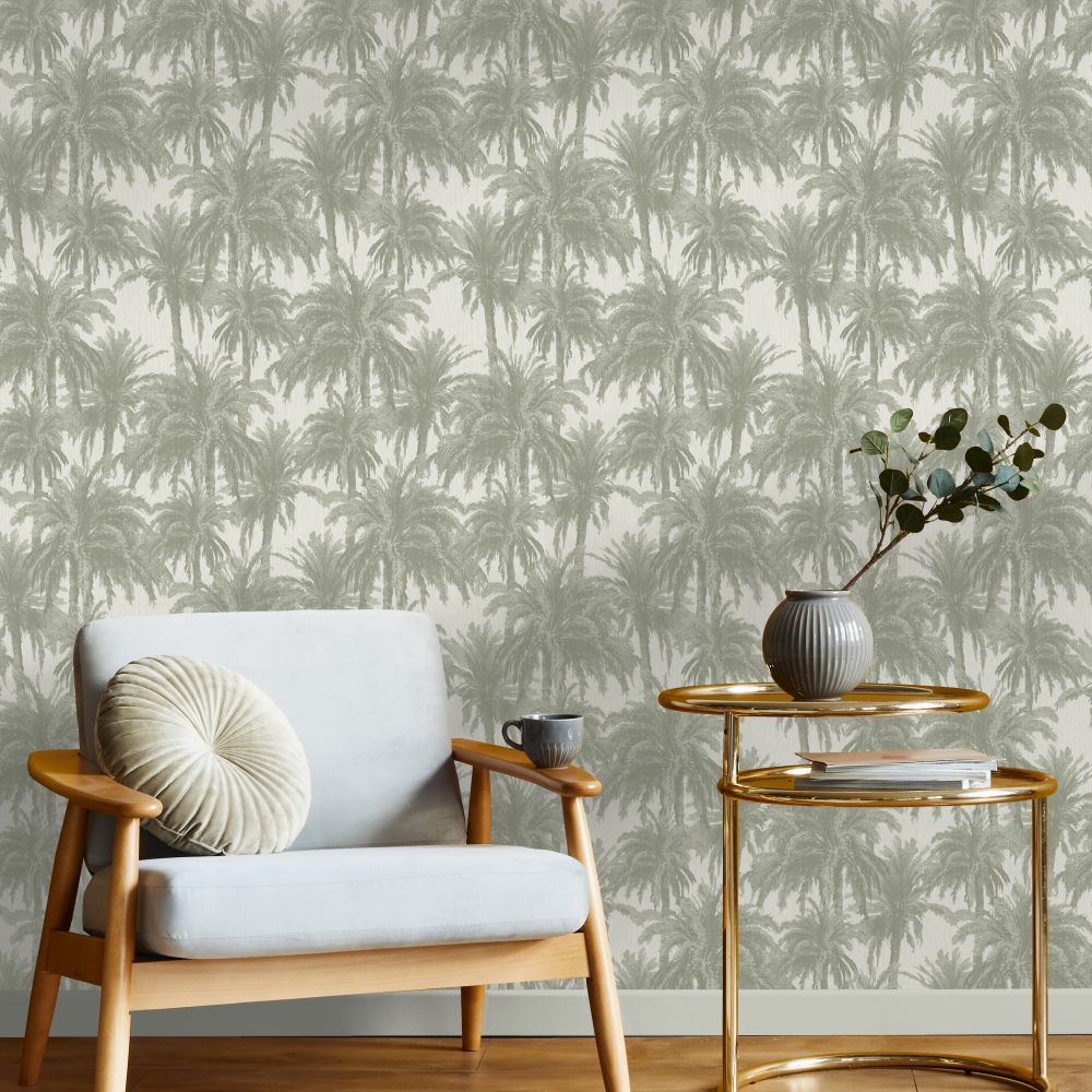 Treetops Wallpaper - Sage - by Ted Baker