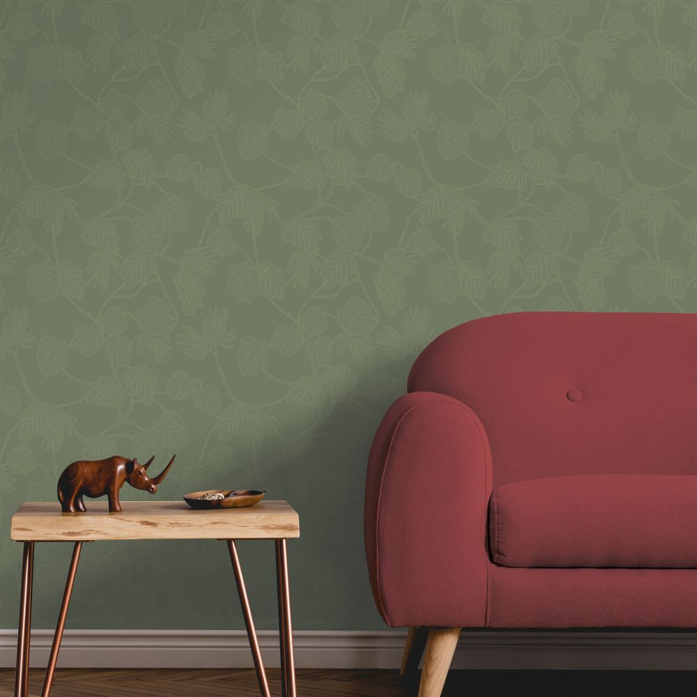 Leafit Wallpaper - Green - by Ted Baker