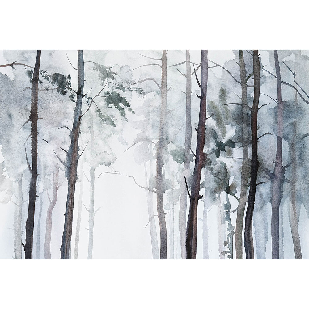 Watercolour Forest set of 8 panels Mural - Black & White - by Anaglypta