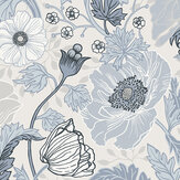 Anemone Wallpaper - White/ Blue - by Galerie. Click for more details and a description.