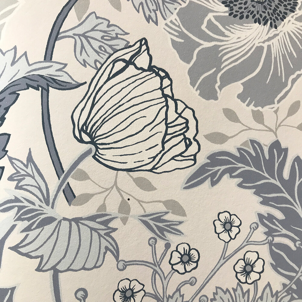 Anemone Wallpaper - White/ Blue - by Galerie