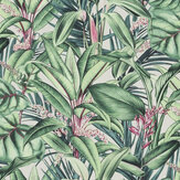 Tropical Print Wallpaper - Green / Pink - by Galerie. Click for more details and a description.