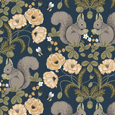 Kurre Wallpaper - Dark Blue/ Ochre - by Galerie. Click for more details and a description.
