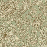 Chrysanthemum Toile Wallpaper - Eggshell / Gold - by Morris. Click for more details and a description.