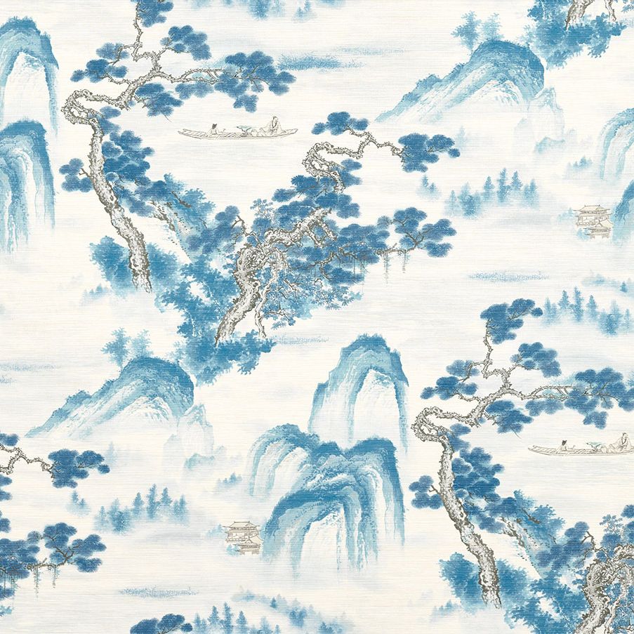 Floating Mountains Wallpaper - Indigo - by Zoffany