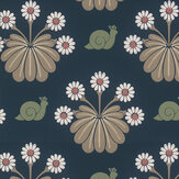 Burges Snail Wallpaper - Dark Blue - by Little Greene. Click for more details and a description.