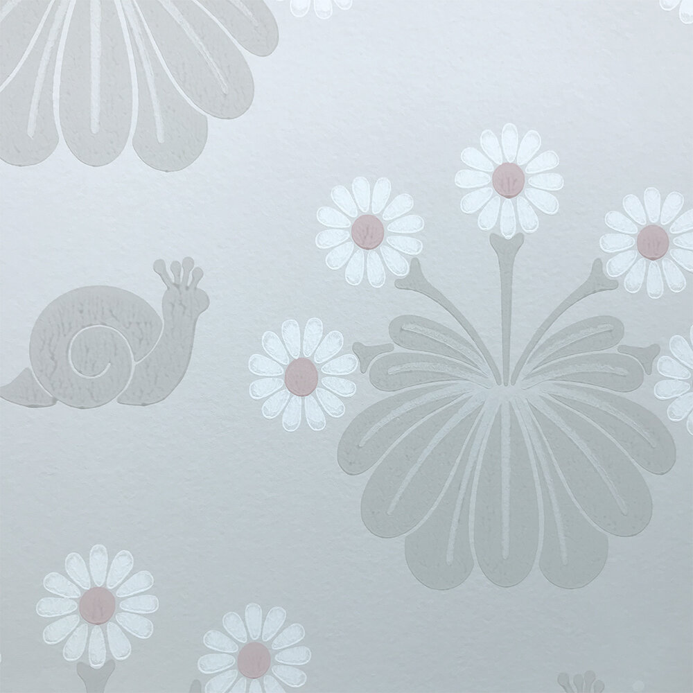 Burges Snail Wallpaper - Silver - by Little Greene