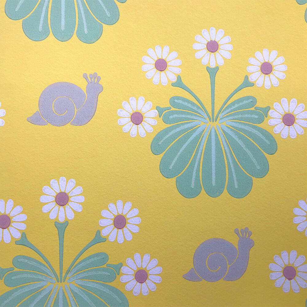 Burges Snail Wallpaper - Lemon - by Little Greene