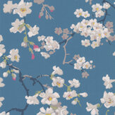 Massingberd Blossom Wallpaper - Deep Blue - by Little Greene. Click for more details and a description.