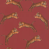 Pouncing Tigers Wallpaper - Red - by Paloma Home. Click for more details and a description.