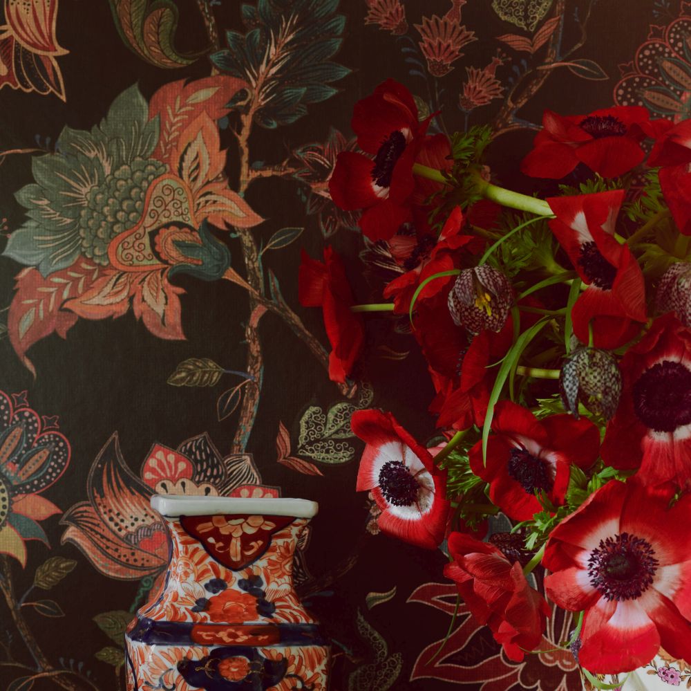 Vintage Botanicals Wallpaper - Black - by Paloma Home