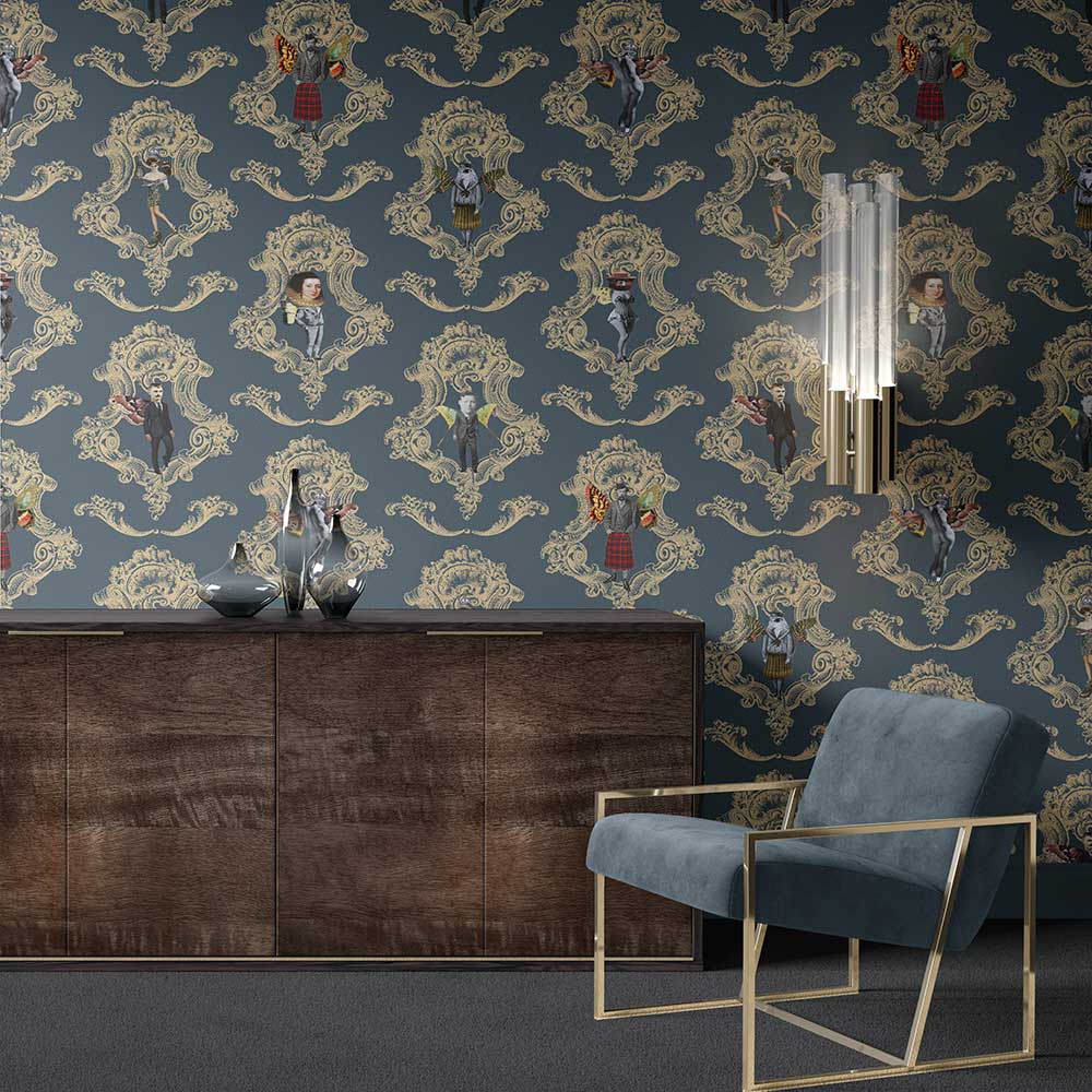 Butterfly People Wallpaper - Blue - by Graduate Collection