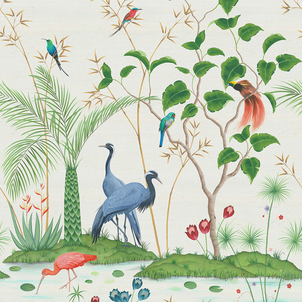 Mirage Mural - Ivory Grasscloth - by Osborne & Little