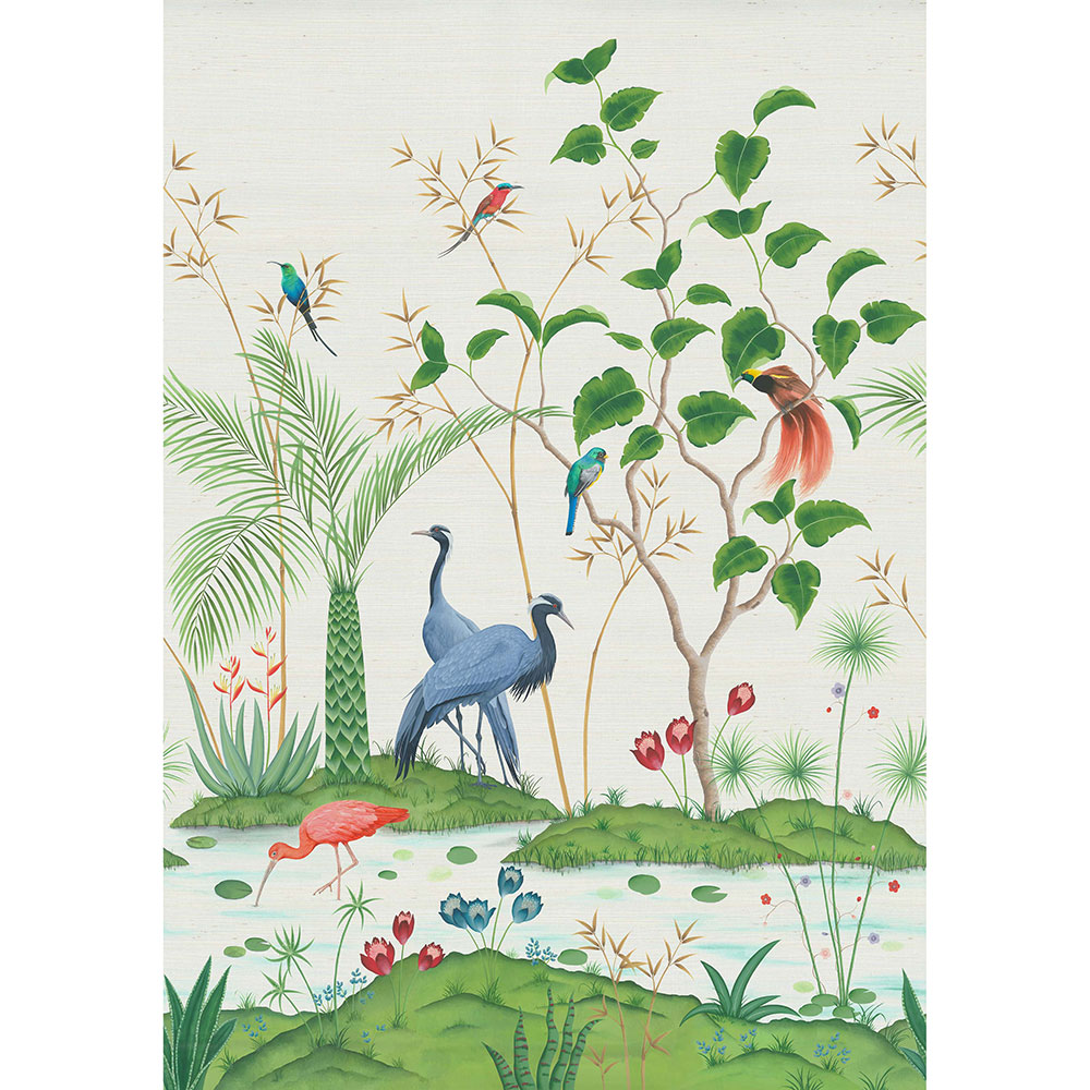 Mirage Mural - Ivory Grasscloth - by Osborne & Little