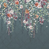Eucalyptus Mural - Prussian/Scarlet - by Osborne & Little. Click for more details and a description.