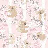 Koalas Wallpaper - Pink - by Galerie. Click for more details and a description.