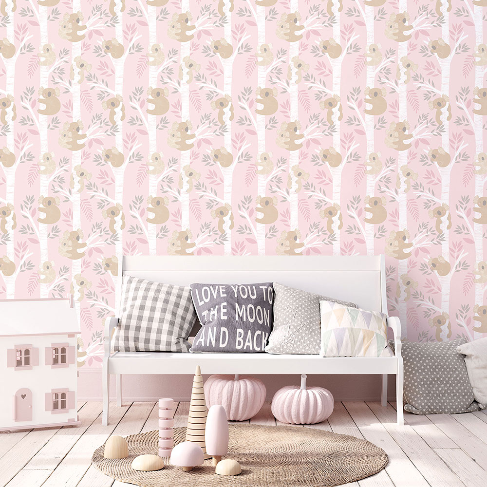 Koalas Wallpaper - Pink - by Galerie