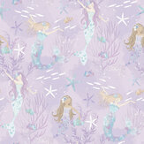 Mermaids Wallpaper - Purple - by Galerie. Click for more details and a description.