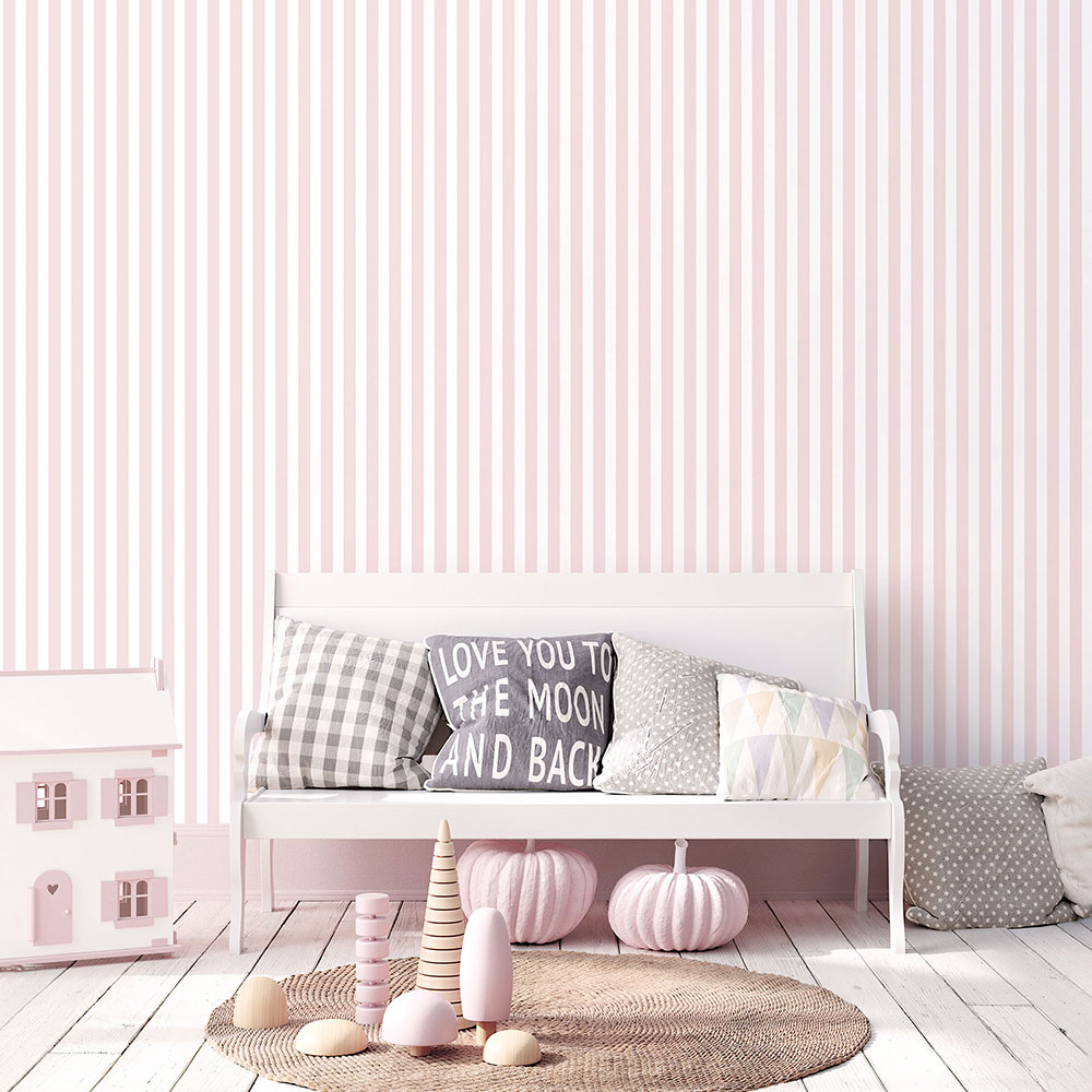 Regency Stripe Wallpaper - Pink - by Galerie